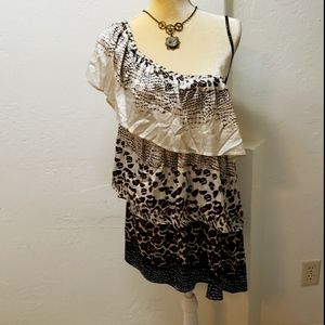 BEBE One shoulder ruffled top.